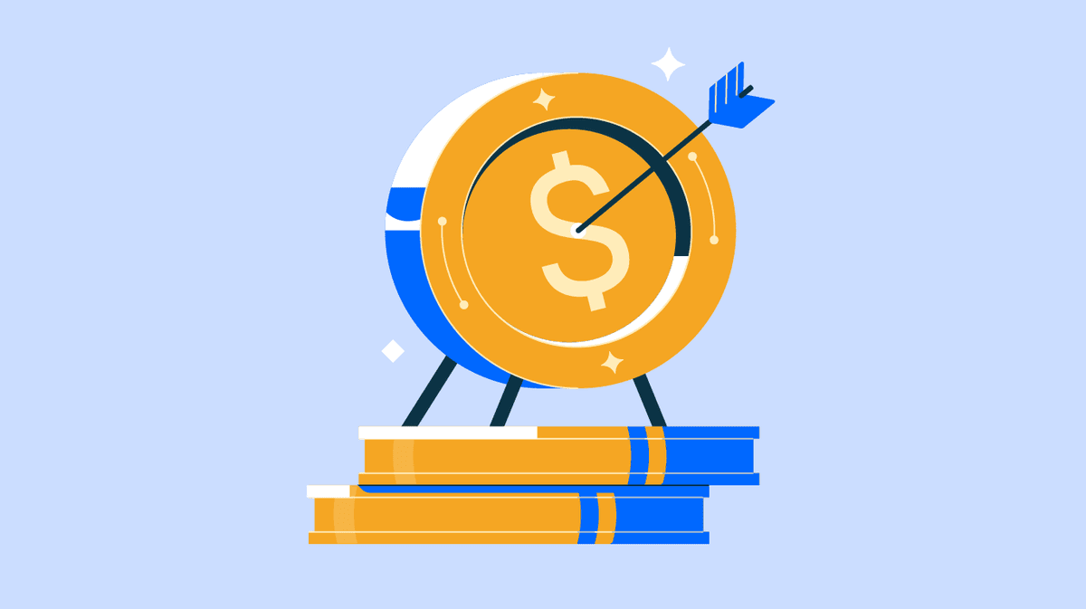 Gold coin with an arrow like a target